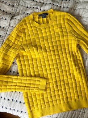 Armani Exchange Yellow Quilted Crewneck Sweater